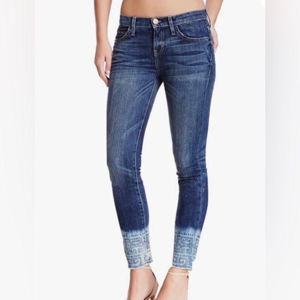 💧🌬️Current/Elliott Cut-Off Stiletto Skinny Jeans In Dakota Tribal Wash Size 25
